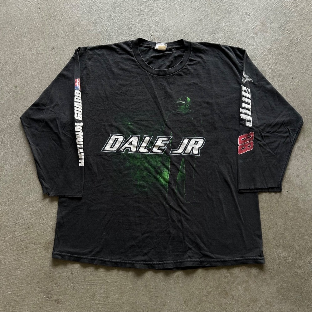 Vintage 90s‎ Dale Jr Nascar Long Sleeve Shirt Size XXL Black Racing 88